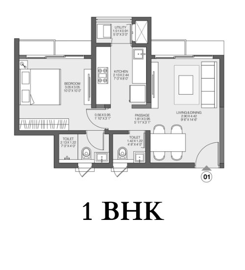 1 Bhk-FLOOR PLAN